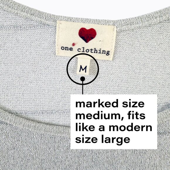 One Clothing Sheer Metallic Top SzM/L Silver Shimmer Stripe Short Sleeve 90s Y2K - Picture 6 of 6